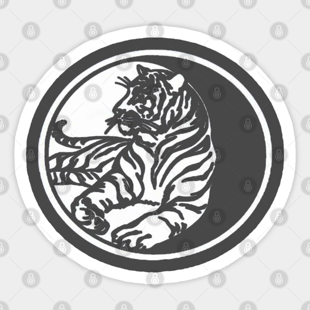 Tiger Silhouette In White Tribal Tattoo Style Vector Art Sticker by taiche